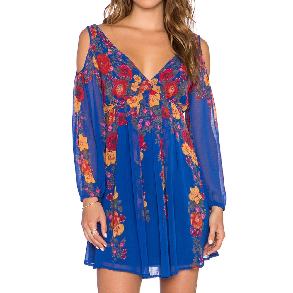 Free People Vibrant Blue Floral Princess Dress